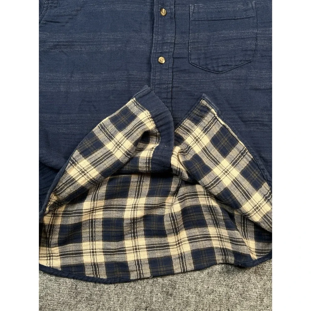 Banana Republic Men Medium Blue Plaid Long Sleeve Button-Up Shirt Extra Soft‎